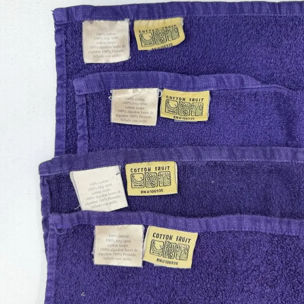 Vintage Cotton Fruit Purple Kitchen Bathroom Hand Towel Set Of 4 Used‎